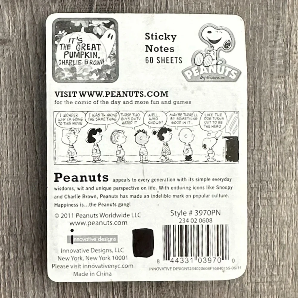 💞 New Peanuts “It’s The Great Pumpkin Charlie Brown” Halloween Sticky Notes